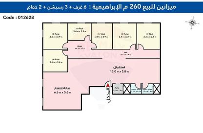 Office Space - Studio - 2 Bathrooms for sale in Lageteh St. - Ibrahimia - Hay Wasat - Alexandria