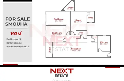 Apartment - 3 Bedrooms - 3 Bathrooms for sale in Smouha - Hay Sharq - Alexandria