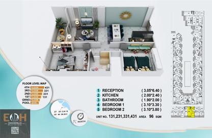 Apartment - 2 Bedrooms - 1 Bathroom for sale in Al Ahyaa District - Hurghada - Red Sea