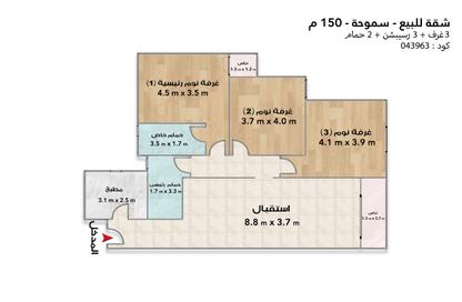 شقة - 3 - 2 للبيع في في مروج - سموحة - حي شرق - الاسكندرية