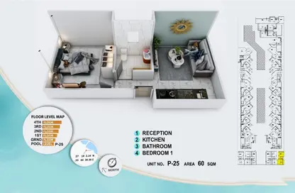 شقة - غرفة نوم - 1 حمام للبيع في منطقة الاحياء - الغردقة - محافظة البحر الاحمر