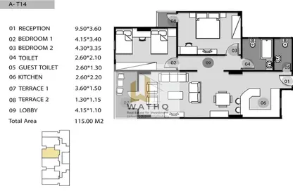 شقة - 2 غرف نوم - 2 حمامات للبيع في أقمار - طريق الواحات - مدينة 6 أكتوبر - الجيزة