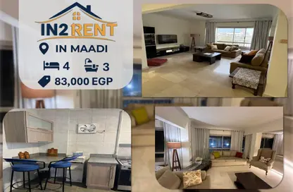 Apartment - 4 Bedrooms - 3 Bathrooms for rent in Degla Square - Degla - Hay El Maadi - Cairo