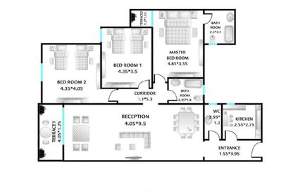 Apartment - 3 Bedrooms - 3 Bathrooms for sale in Muruj - Smouha - Hay Sharq - Alexandria Apartment - 3 Bedrooms - 3 Bathrooms for sale in Muruj - Smouha - Hay Sharq - Alexandria