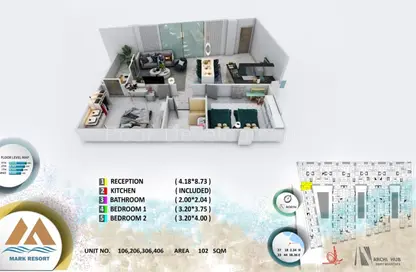شقة - 2 غرف نوم - 1 حمام للبيع في حى الكوثر - الغردقة - محافظة البحر الاحمر