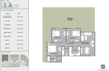 شقة - 3 غرف نوم - 2 حمامات للبيع في اوكارديا - مدينة العبور الجديدة - القليوبية