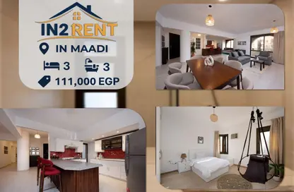 Apartment - 3 Bedrooms - 3 Bathrooms for rent in Degla Square - Degla - Hay El Maadi - Cairo