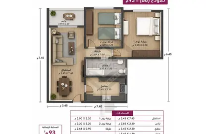 شقة - 2 غرف نوم - 1 حمام للبيع في سموحة الجديدة - سموحة - حي شرق - الاسكندرية