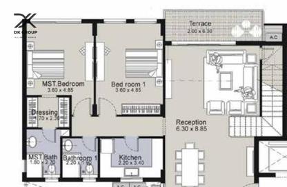 Penthouse - 2 Bedrooms - 2 Bathrooms for sale in Marina 8 - Marina - Al Alamein - North Coast